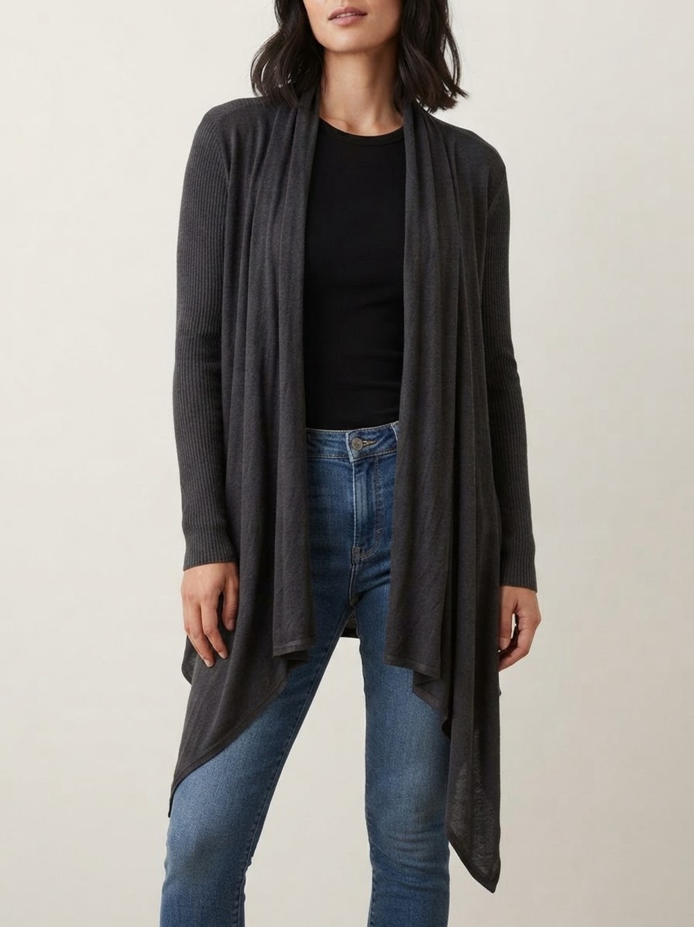 Lululemon Sz M Universal Wrap Grey Relaxed Knit Open Front Cardigan